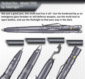 Tactical Pen for Self-Defense with LED Tactical Flashlight + Bottle Opener + Window Breaker