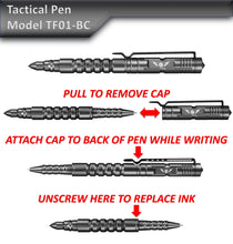 Load image into Gallery viewer, Tactical Pen for Self Defense - Model TF01-BC with Removable Cap and Glass Breaker