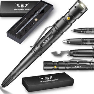 Tactical Pen for Self-Defense with LED Tactical Flashlight + Bottle Opener + Window Breaker