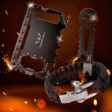 Load image into Gallery viewer, Credit Card Tool Gift Set – Wallet Tool Card and Bottle Opener Keychain + FREE Paracord Bracelet