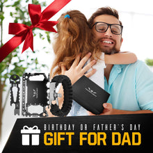 Load image into Gallery viewer, Credit Card Tool Gift Set – Wallet Tool Card and Bottle Opener Keychain + FREE Paracord Bracelet