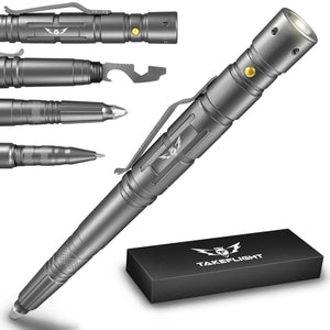Tactical Pen for Self-Defense with LED Tactical Flashlight + Bottle Opener + Window Breaker